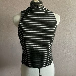 Striped mock neck tank